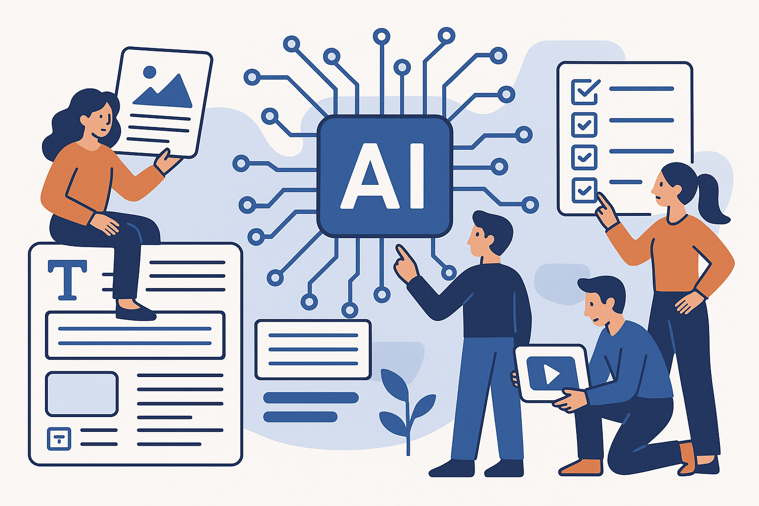 AI Replacing Traditional UX Writers Illustration of AI transforming UX content workflows