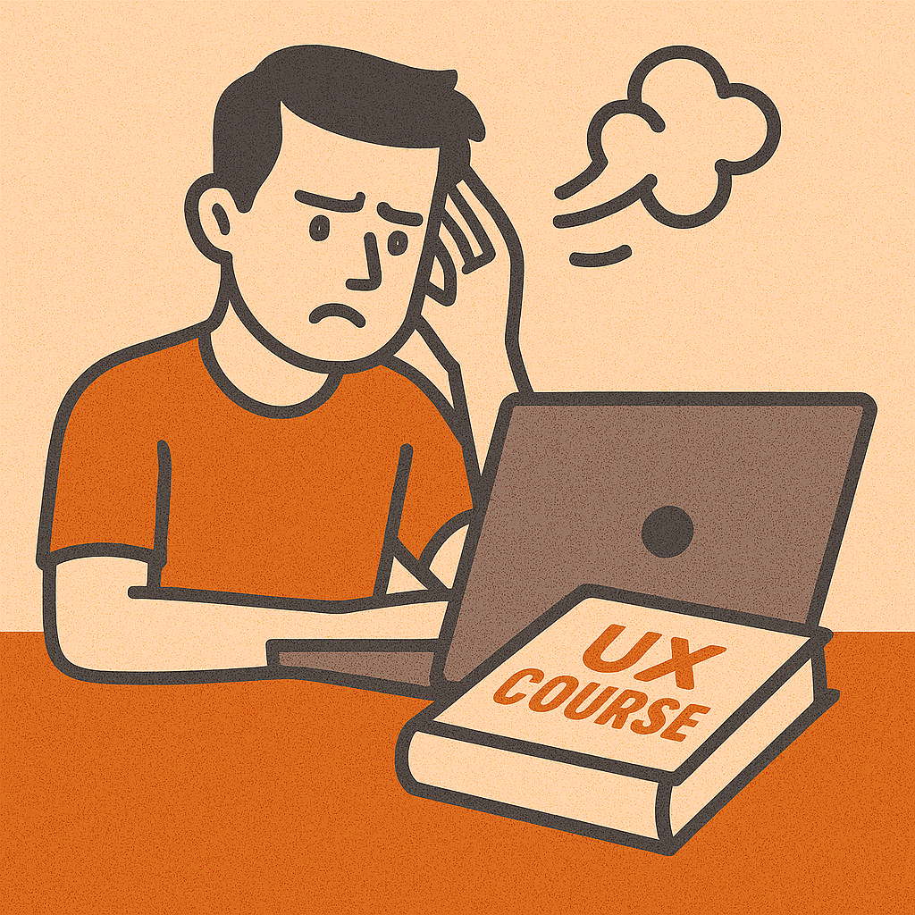 Frustrated user with outdated UX course